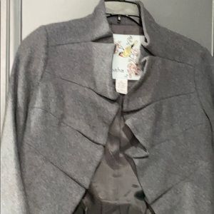 Tabitha short ruffled lined Grey Jacket worn once